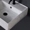 Marble Design Ceramic Wall Mounted or Vessel Sink With Counter Space